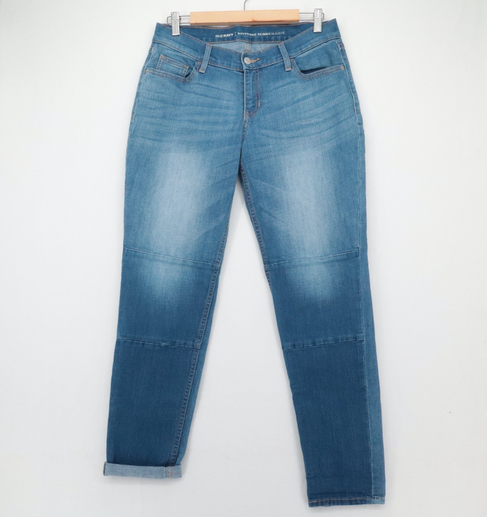 OLD NAVY Sz 4 Boyfriend Skinny Jeans Mid Rise Stretch 29" Inseam Med Wash Womens